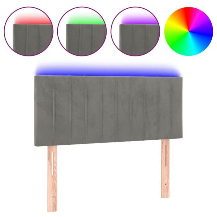 SALE 2026Tête de lit WINWIN - Panneau de Cadre de Lit - à LED Gris clair 90x5x78/88cm Velours 5.88 Kg 8332227