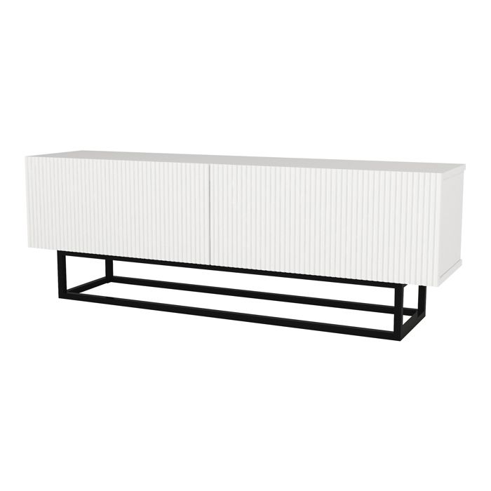 Meuble TV Verpsboga avec piètement court 135 x 32 x 47 cm blanc Meuble TV Verpsboga avec piètement court 135 x 32 x 47 cm blanc