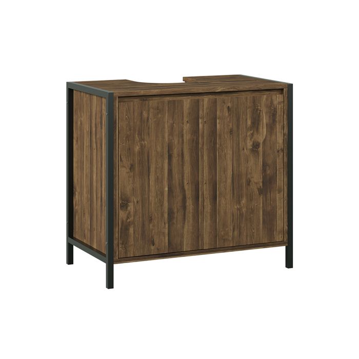 Meuble vasque simple Naola 70x65cm avec 2 compartiments de rangement fermés Chêne/Noir Vicco 56461