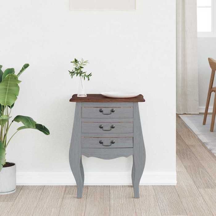 36045 1 pcs Armoire de chevet - MEUBLECHIC - avec rangement - Pour chambre - bois dacajou massif 48x35x64 cm（Printemps/été soldes）