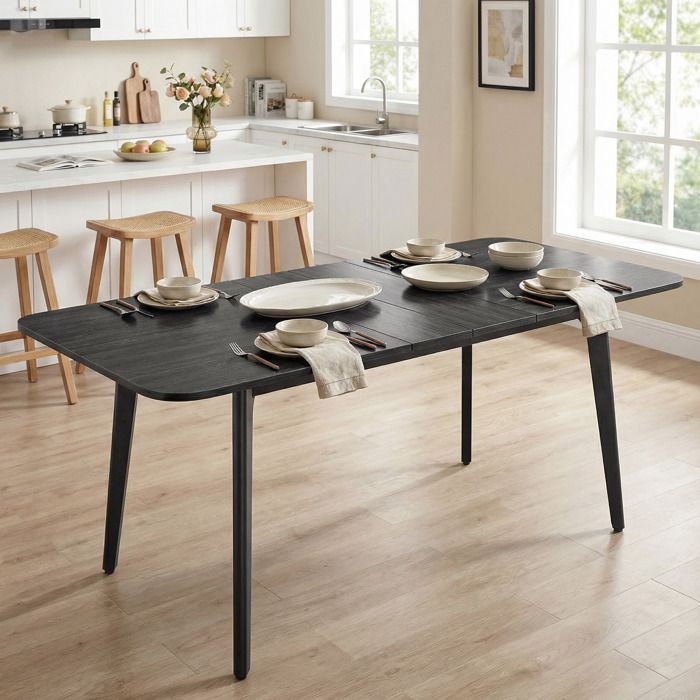 Table de Salle à Manger Plateau Extensible Capacité de Charge de 120 kg Noir