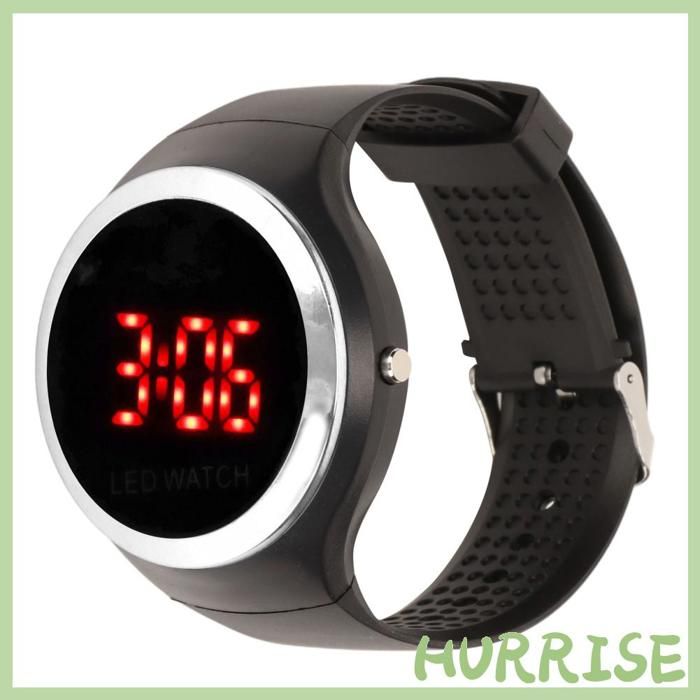 HURRISE Watch numérique pour enfants Enfants Digital Watch Student Fashionable Red LED Outdoor Sports Watch montres Argent