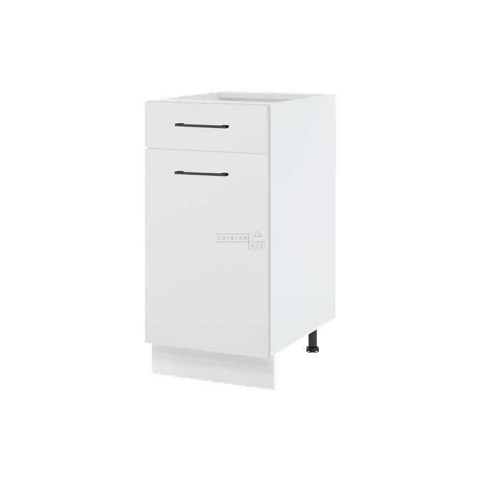 Meuble bas de cuisine Lovia Blanc Mat 1 porte 1 tiroir L 40 cm - Cuisineandcie