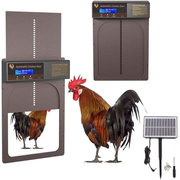Meilleurs prix pour Porte automatique pour poulailler - PZCC - Minuterie programmable - Énergie solaire - Étanche IP45 - Aluminium