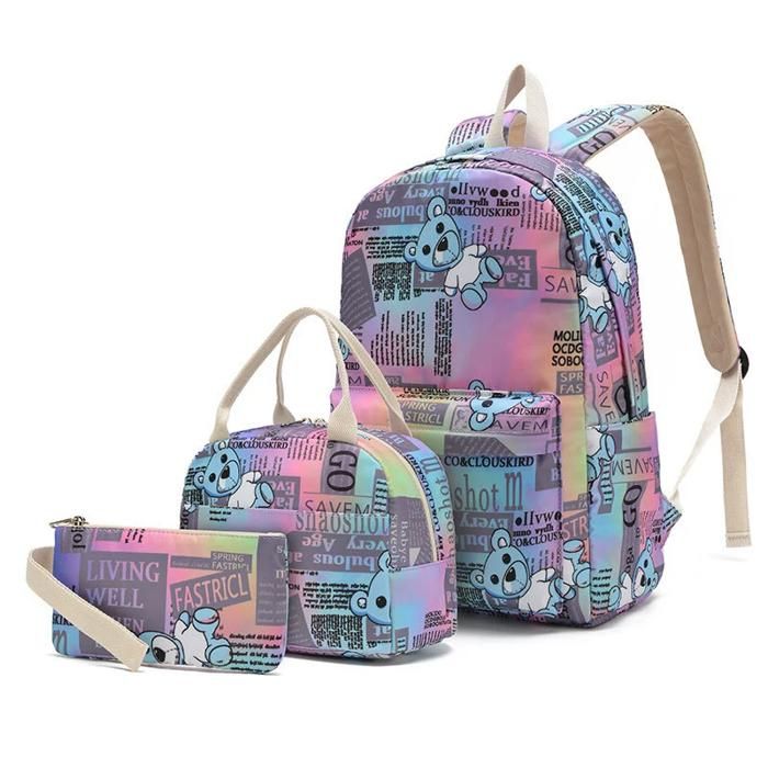 Lot de 3 Cartable fille garcon Primaire XJYDNCG Sac a Dos Enfant - 30x19x43cm - Bleu
