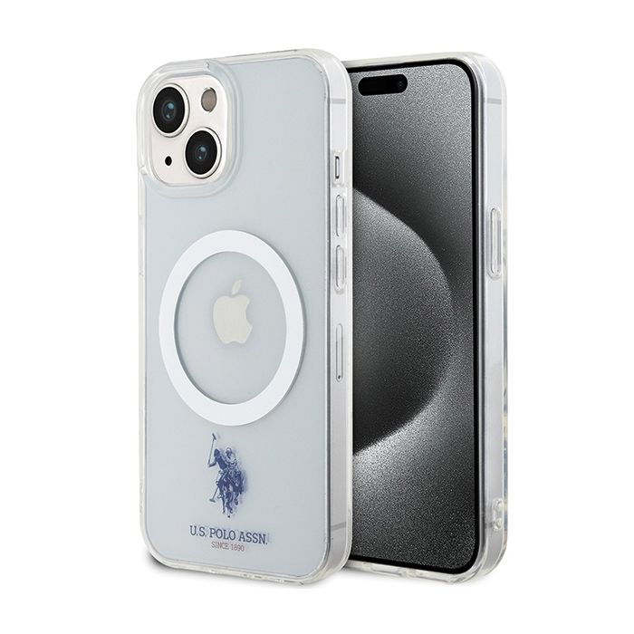 Coque MagSafe - U.S. POLO ASSN. - iPhone 15 (61) - Transparent - Plastique haute qualité - Compatible MagSafe