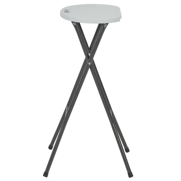 Tabourets de bar pliables 2 pièces Meuble de jardin protection UV PEHD et acier Blanc - (35x44x80 cm) 26J3R7