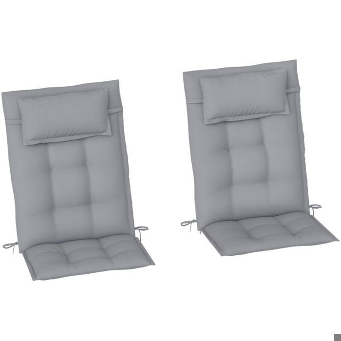 Lot de 2 coussins pour transats déperlants pour transats de jardin 50 x 116 x 5 cm gris clair
