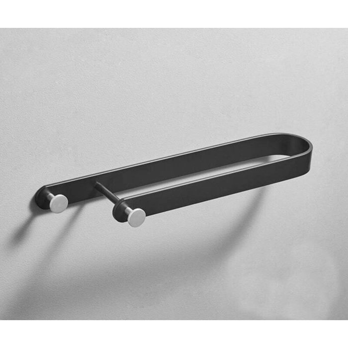 Porte serviettes mural - OKZ - 35 cm - Pose sans perçage - Aluminium anti corrosion - Noir