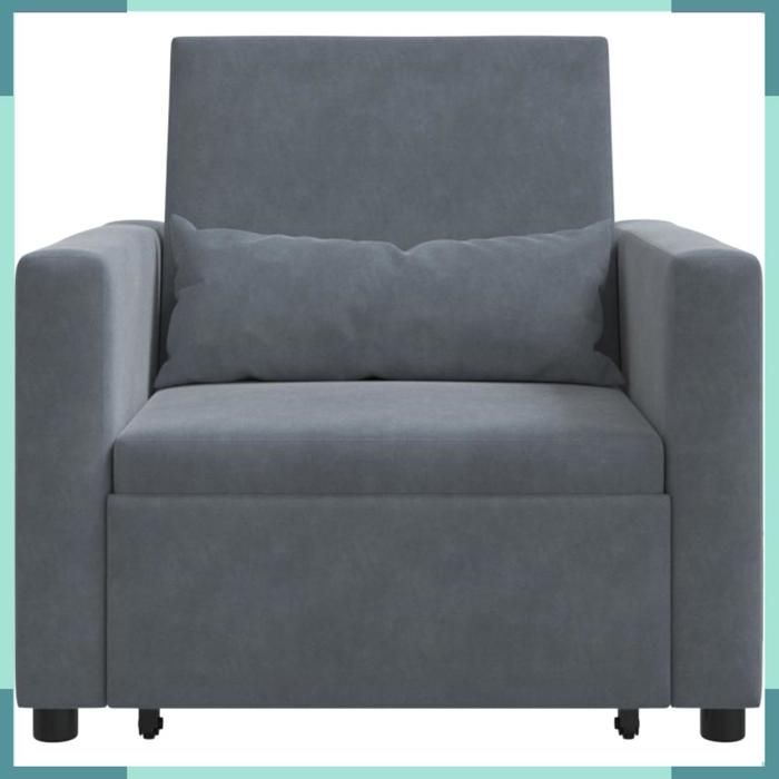 Canapé-lit escamotable simple - 42002698 - Velours - Gris foncé - 1 place convertible
