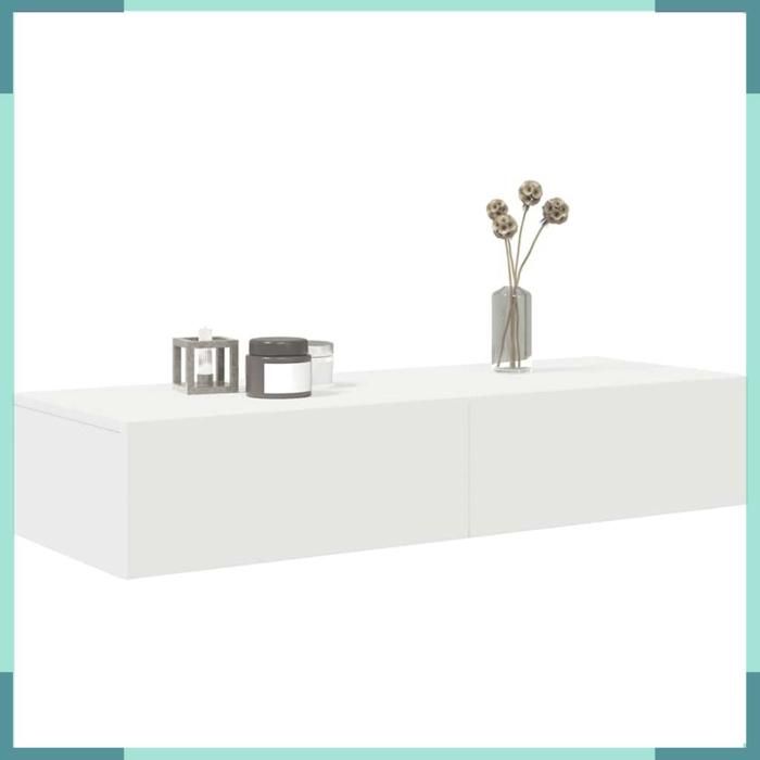 étagère murale avec tiroirs - 859986 - blanc - bois dingénierie - 100x36x19 cm