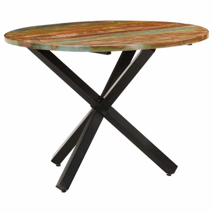Table à dîner ronde 100x100x75 cm Bois de récupération massif - Cadre durable - design élégant(14157)