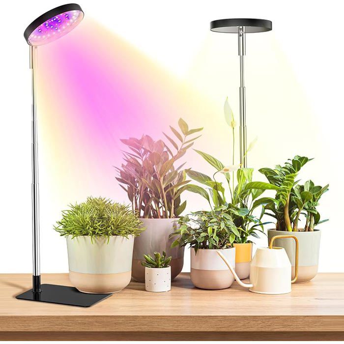 48 LED Lampe pour plantes de bureau Growlight 6000 K Lampe pour plantes dintérieur minuterie 3/9/12H 10 niveaux (Noir-2PCS)