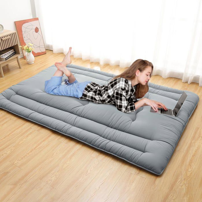 Matelas sol 137x203cm tatami gris clair