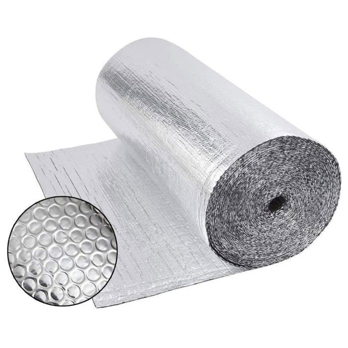 Film à bulles aluminisé 1 x 20 m isolant thermique réflecteur double face 4 mm 20 m² pour mur radiateur fenêtre véhicule