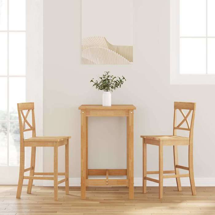 vidaXL Tabourets cuisine - Chaises de bar - (lot de 2 -) en bois massif naturel et caoutchouc @368