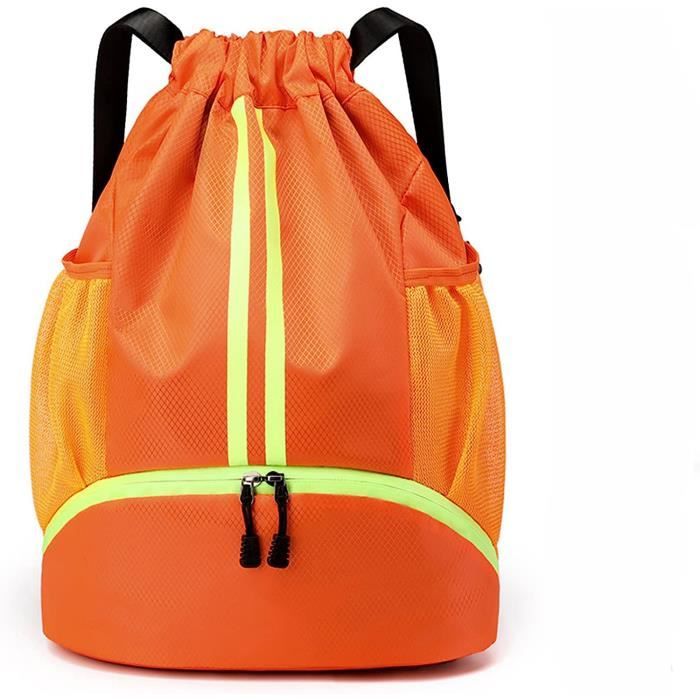 Sac à Dos De Sport Avec Cordon De Serrage Et Poches Zippées - Imperméable -  Sac Piscine pour Sport Voyage Weekend Football - Orange - Cdiscount Sport