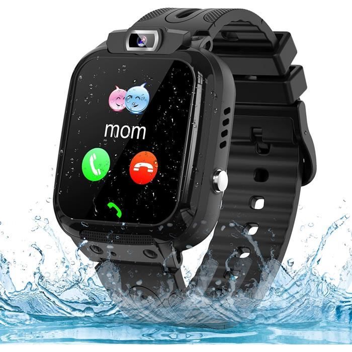 Montre Connectée Enfant - GPS Tracker Montre Intelligente avec Téléphone SOS Réveil - Noir