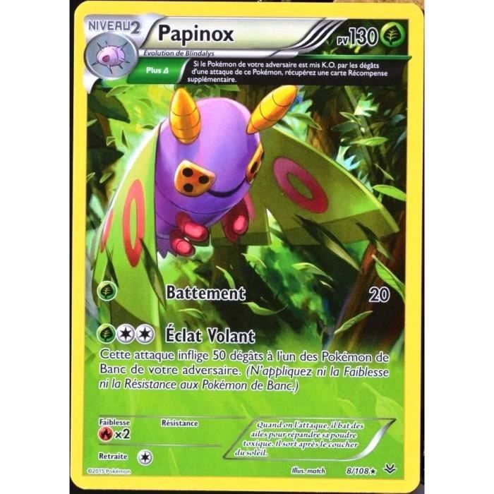 Pokemon carte 8//108 Papinox 130 PV RARE REVERSE XY 6 Ciel Rugissant NEUF FR