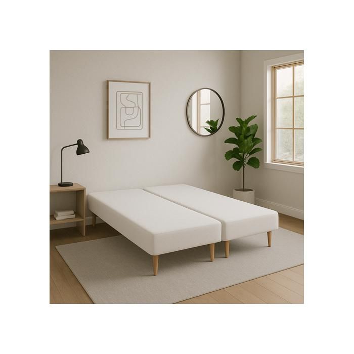 SOMMIER TAPISSIER BLANC 80X200X2 (160X200) FABRICATION FRANCAISE ARTISANALE PIEDS OFFERT HAUTEUR AVEC PIEDS 27CM - som80x200x2