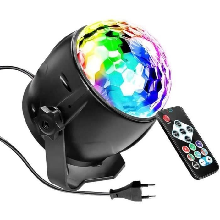 Lampe de Scène, 5 Couleur Boule à Facette avec Télécommande LED 7 RGB avec  Télécommande Jeux de Lumiere Commande Sonore Boule [2]