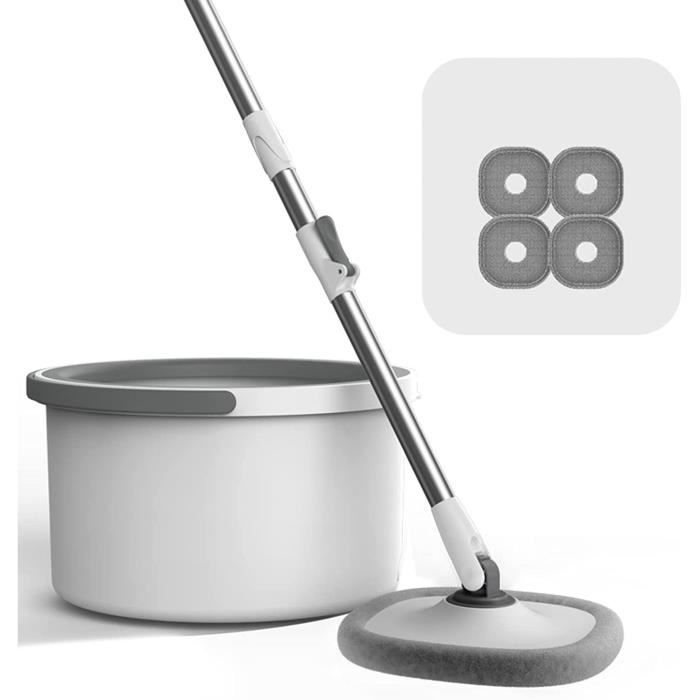Feloyal Balai à Franges Avec Seau - 6 Tampons Microfibre, Rotation 360°, Système Séparation Eau Propre/Sale