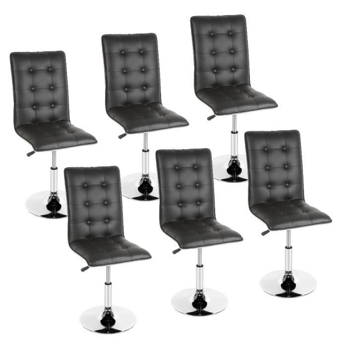 PERFECT® Lot de 6 Chaises Salle à Manger NOIRE Style Moderne en