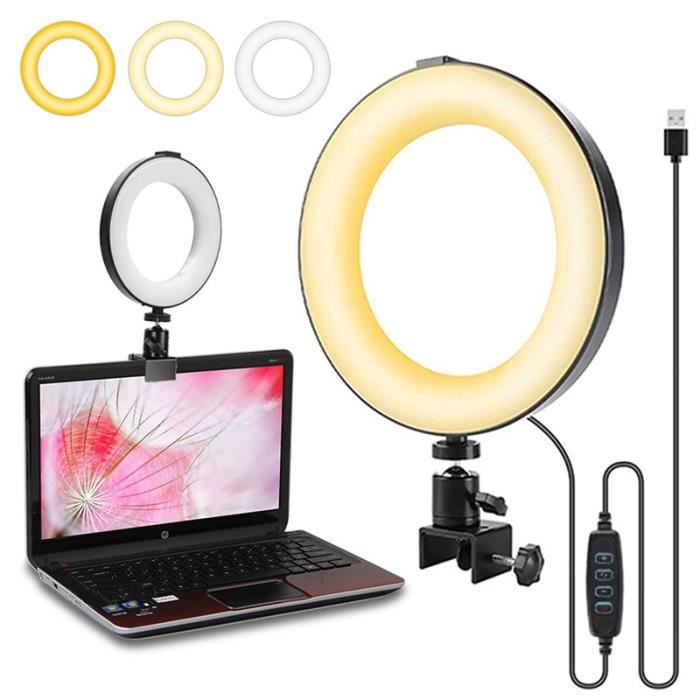 AAIWTD LED Ring Light Éclairage Vidéo Conférence Lampe Anneau Lampe Maquillage Lumière Anneau Selfie Réglable Rotation à 360°