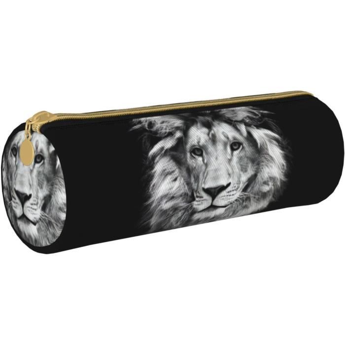 Trousse Ronde Imprimée Vache - Grande Capacité En Cuir Synthétique - Fermeture éclair Métal - Idéale école, Bureau, Voyage