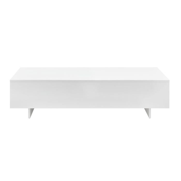 Table basse de salon panneau de particules melamine 115 cm blanc brillant