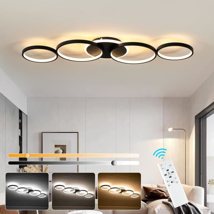 Plafonnier LED Avec Télécommande Dimmable Éclairage de Plafond 3000 - 6000K  Lampe de Plafond Moderne en Acrylique Pour Salon - Noir - Cdiscount Maison