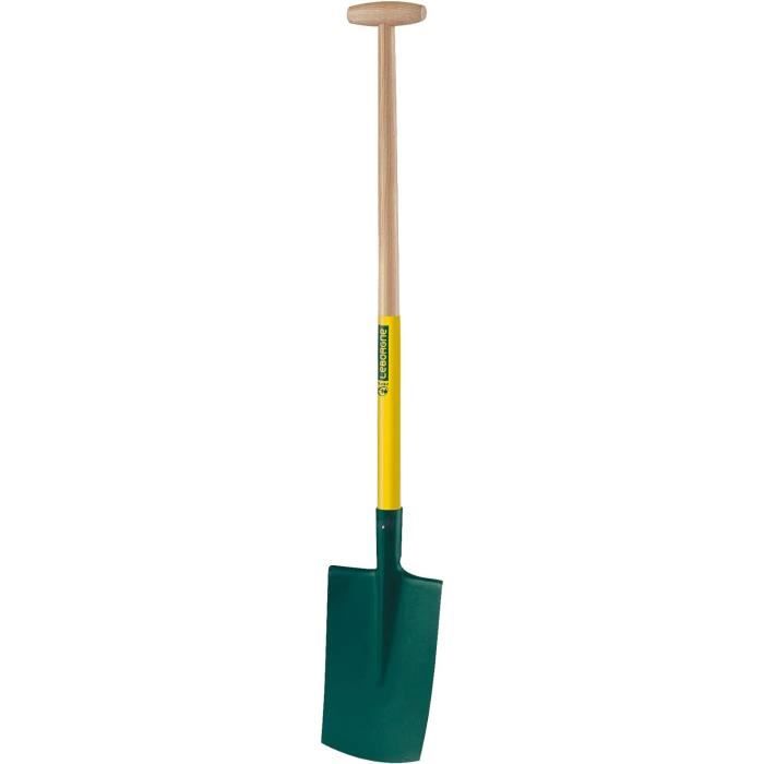 Pelle Bêche à Trou Kibros - 140 Cm Avec 2 Manches En Bois | Outil Jardin Solide Pour Retourner Terre, Planter