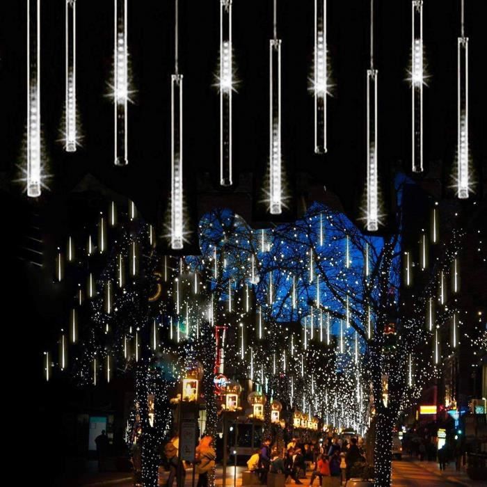Guirlande Solaire Météore 8 Tubes 30 Cm - 240 LED IP65 - Pour Arbre, Jardin, Décoration Noël Et Fêtes