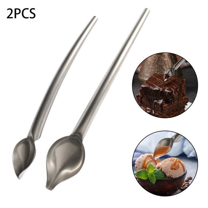 2Pcs Acier Inoxydable Chocolat Cuillère Décoration sauce Fondant Crème Crayon Filtre