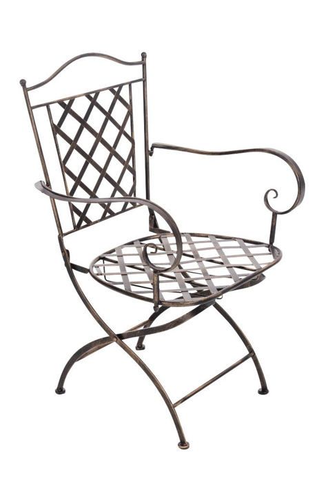 chaise de jardin en fer forge bronze vieilli avec accoudoir