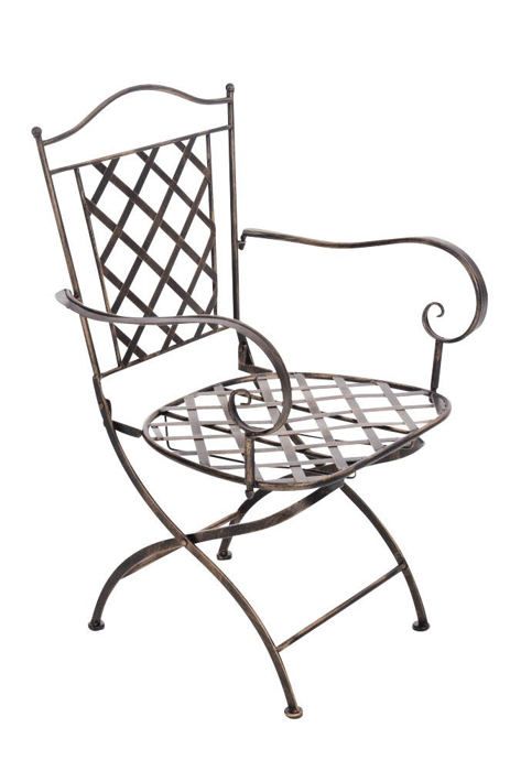 Chaise de jardin - Décoshop - Fer forgé - Bronze vieilli - Style vintage - Accoudoirs