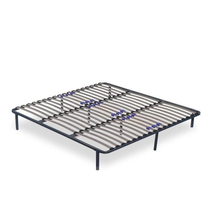 Sommier Essentiel 200x200cm Résistant et confortable Latte en peuplier Montage rapide et facile