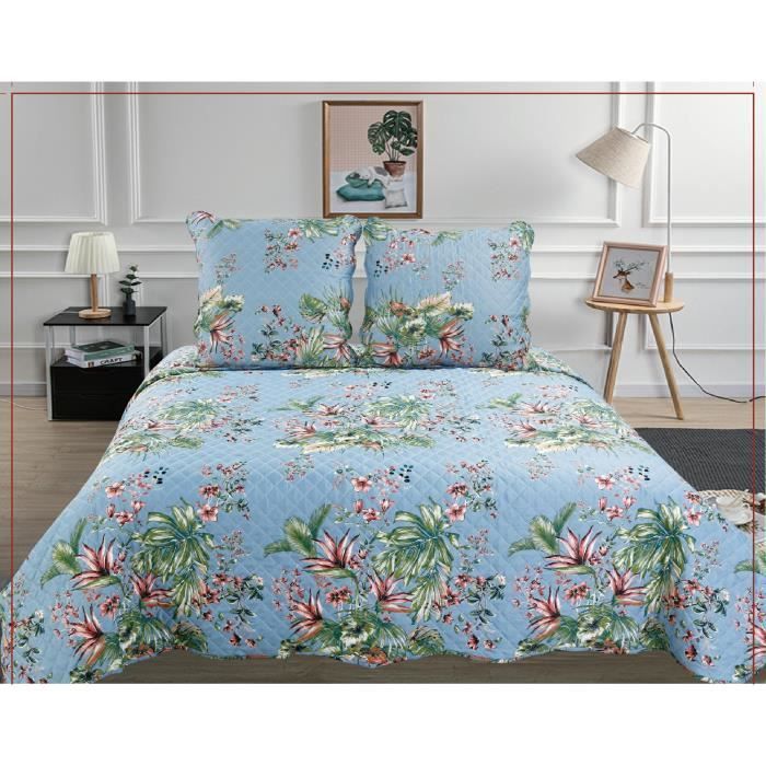 Set couvre lit boutis cynthia et 2 taies taille 220 x 240 cm