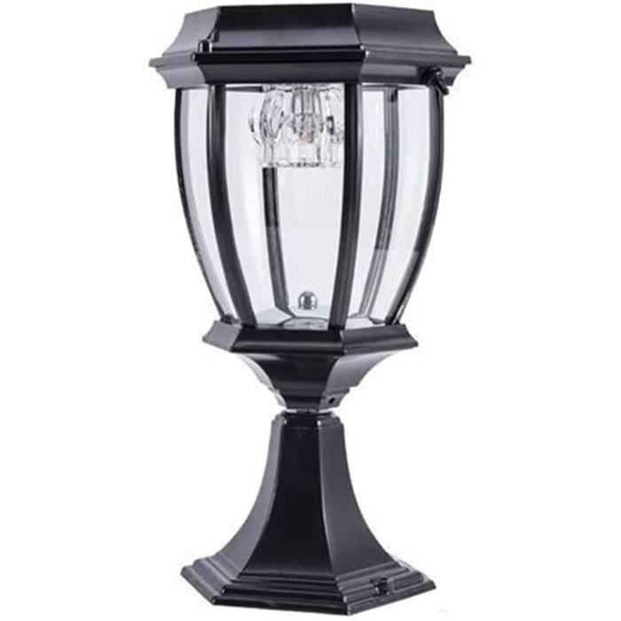 Lampadaire Solaire Extérieur Rétro en Aluminium Borne Lampe De Colonne