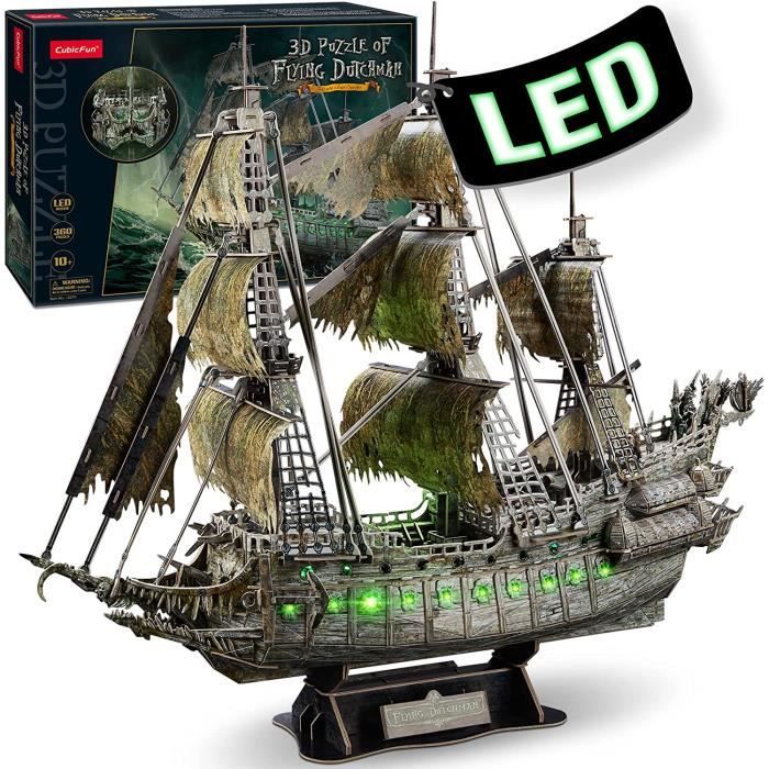 Puzzle 3D de Hollandais Volant - LED Maquette de Bateau de Pirate