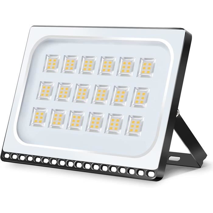 Phare Led Exterieur Projecteur LED Extérieur JINABLOSSY 100W - 10000LM IP66 - Blanc Chaud 3000K - 144 LEDS Projecteur Led 100w