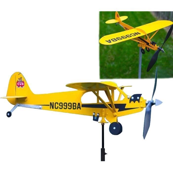 Girouette En Forme D'avion Piper J3 Cub - Sculpture à Vent En Métal