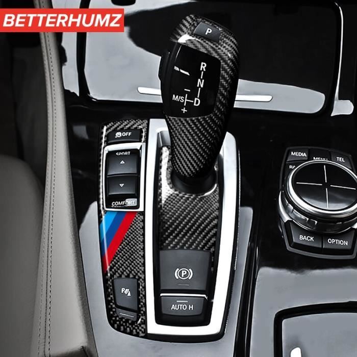 Autocollants de changement de vitesse en fibre de carbone, pour BMW F10 F07 F25 F26, bâche de voitur -Red M style RHD