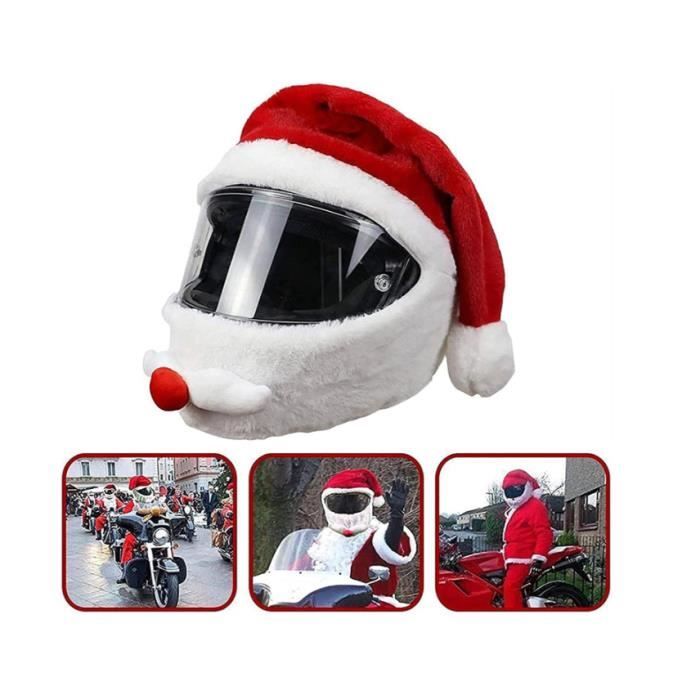 Housse De Casque Moto Père Noël - Bonnet De Noël Pour Casque, Doux, Lavable, Facile à Enfiler (décoratif)