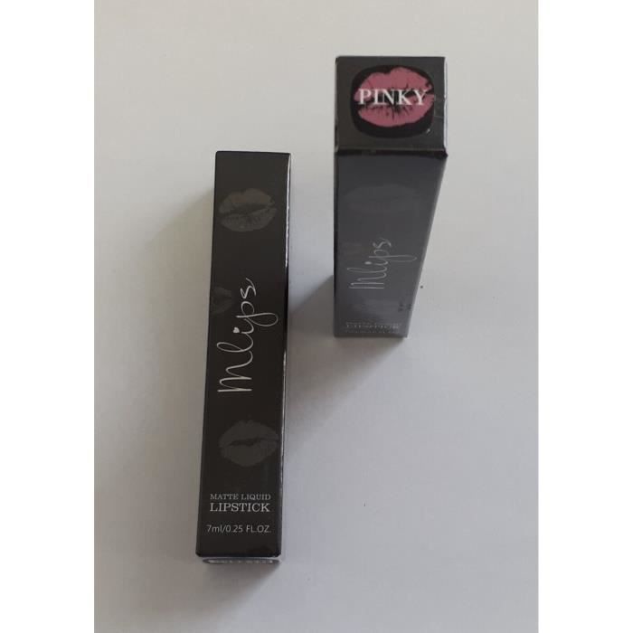 Mlips Lot 2 Rouge à lèvres liquide matte PINKY 7 ml parfum fraise