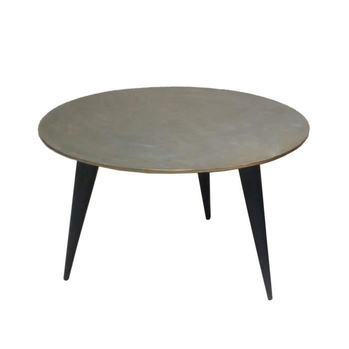 Table Basse - Aluminium - Noir Doré - 80x80x50 cm - Montage facile - Design moderne