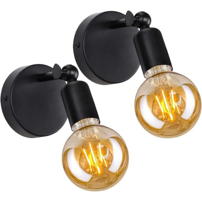 2Pcs Applique Murale Industrielle Vintages TOKIUS Lamp Murale E27 Métal Noir Luminaire Intérieur pour Chambre Cuisine Salon