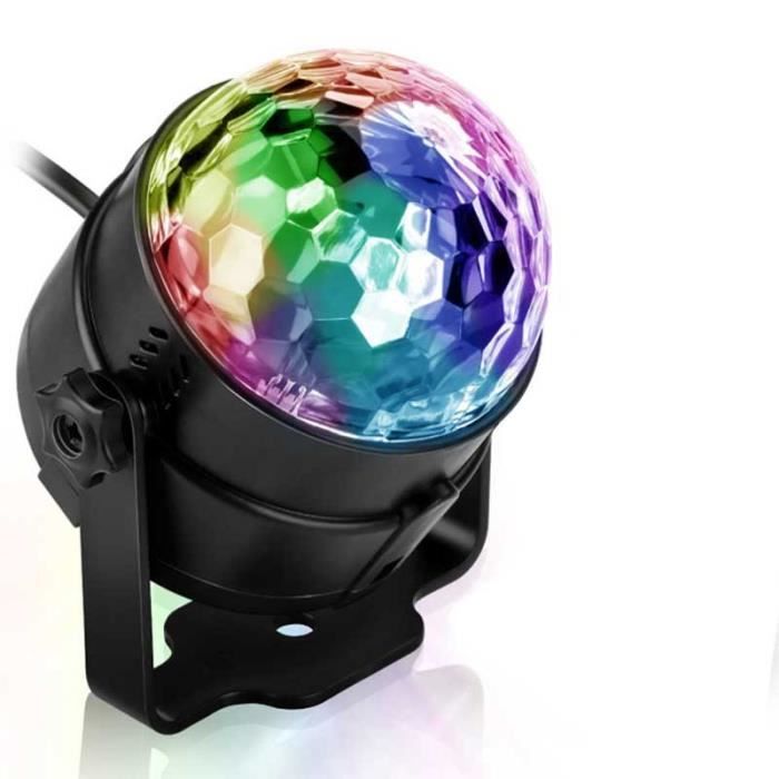Boule à Facettes 6 Pouces Avec Télécommande - Lampe Disco Rotative 24 LED RGB USB Ou Batterie