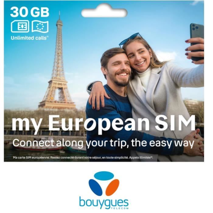 Bouygues telecom My European SIM - BOUYGUES TELECOM - 20GO + appels &SMS illimité