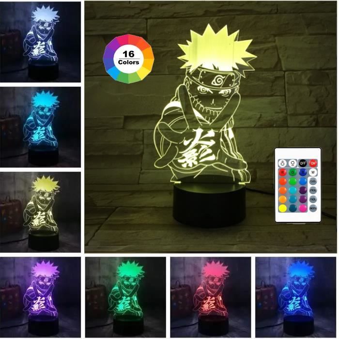 Lampe de nuit naruto Lampe de chevet LED télécommande Touchez pour changer de couleur 16 couleurs Prise USB